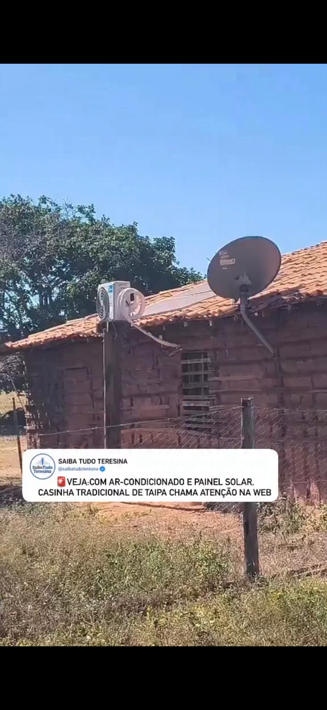 (Vídeo) Casa de taipa com ar-condicionado e energia solar viraliza nas redes sociais